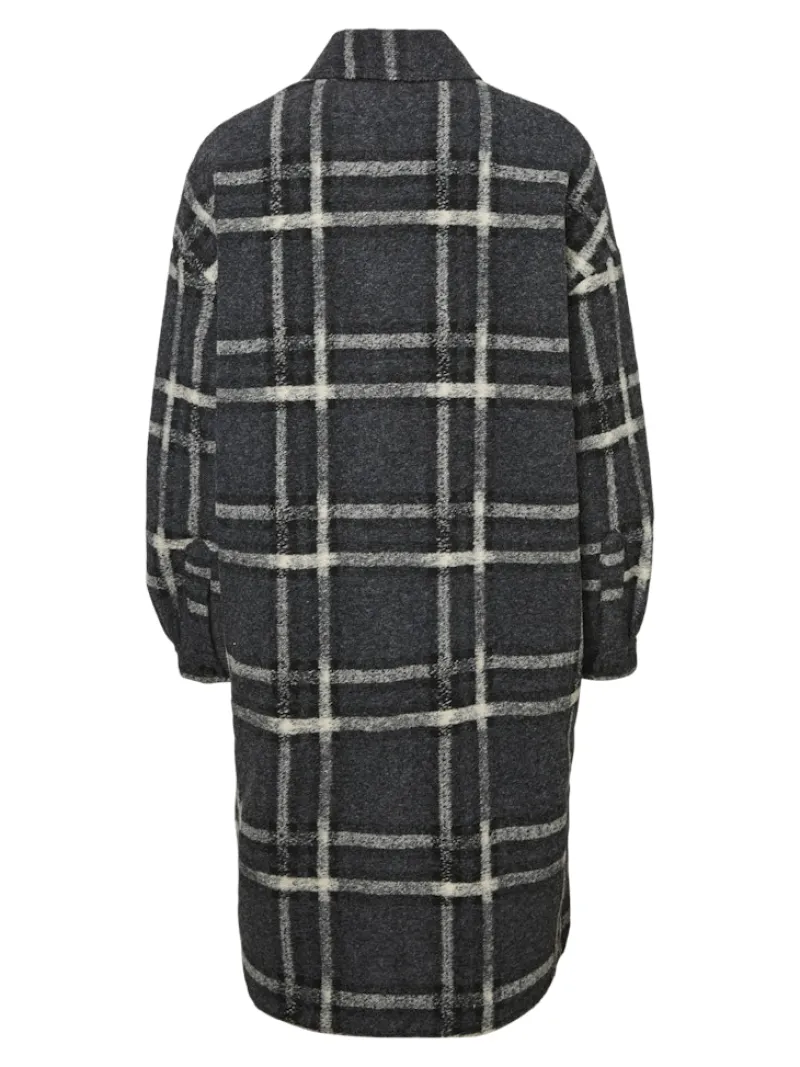 Vero Moda Jacken*VMCHRISSIEQUILT LONG CHECK SHIRT GA Dark Grey Melange