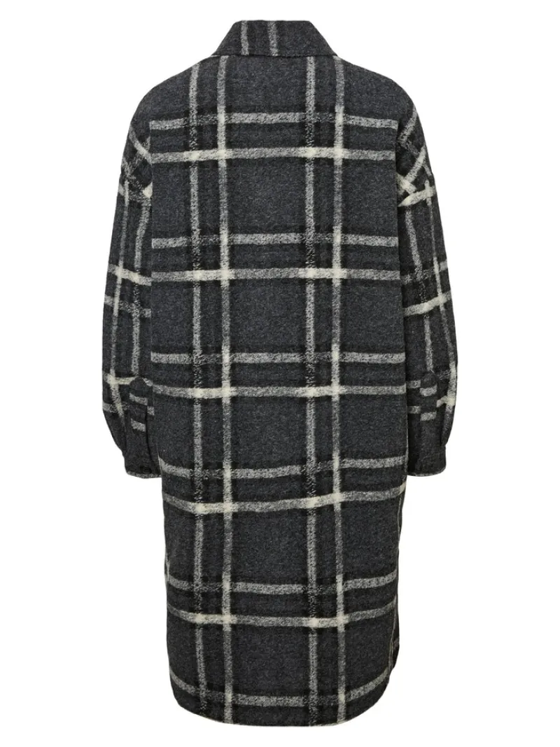 Vero Moda Jacken*VMCHRISSIEQUILT LONG CHECK SHIRT GA Dark Grey Melange