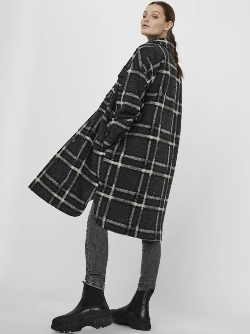 Vero Moda Jacken*VMCHRISSIEQUILT LONG CHECK SHIRT GA Dark Grey Melange