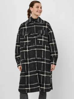 Vero Moda Jacken*VMCHRISSIEQUILT LONG CHECK SHIRT GA Dark Grey Melange