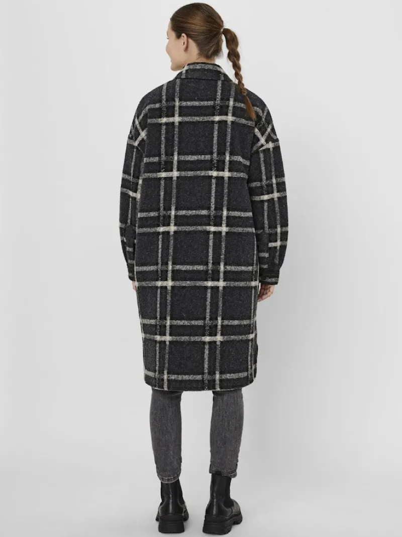 Vero Moda Jacken*VMCHRISSIEQUILT LONG CHECK SHIRT GA Dark Grey Melange
