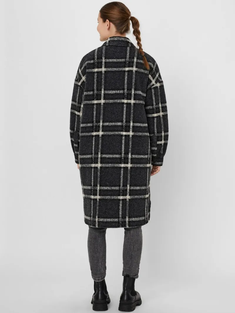 Vero Moda Jacken*VMCHRISSIEQUILT LONG CHECK SHIRT GA Dark Grey Melange
