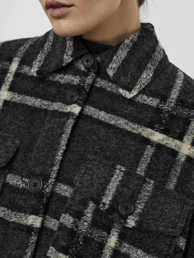 Vero Moda Jacken*VMCHRISSIEQUILT LONG CHECK SHIRT GA Dark Grey Melange