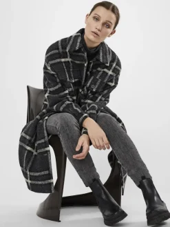 Vero Moda Jacken*VMCHRISSIEQUILT LONG CHECK SHIRT GA Dark Grey Melange