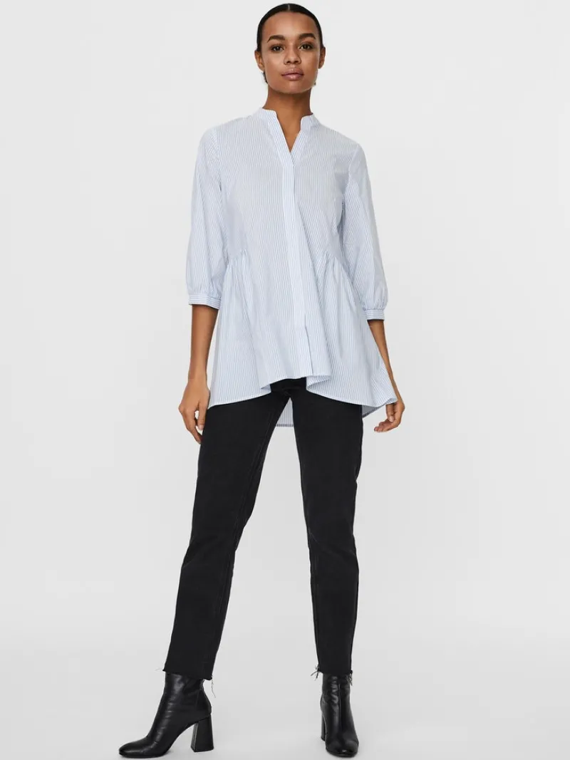 Vero Moda Blusen*VMCLARA 3/4 LONG SHIRT NOOS Snow White
