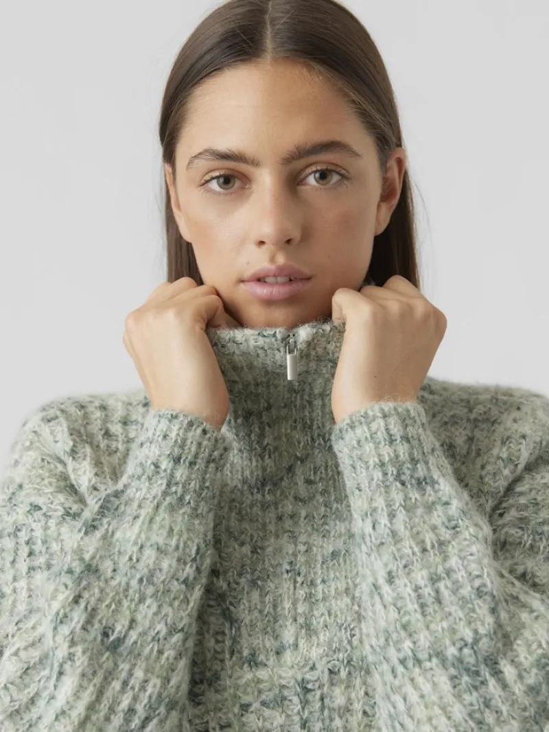 Vero Moda Pullover & Sweatshirts*VMCLAUDIA LS HIGH-NECK ZIPPER BLOUSE GA loden frost