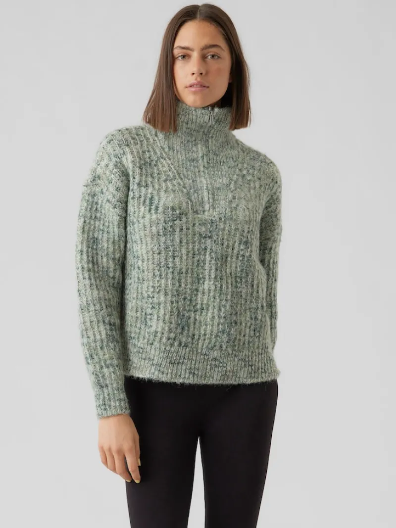Vero Moda Pullover & Sweatshirts*VMCLAUDIA LS HIGH-NECK ZIPPER BLOUSE GA loden frost