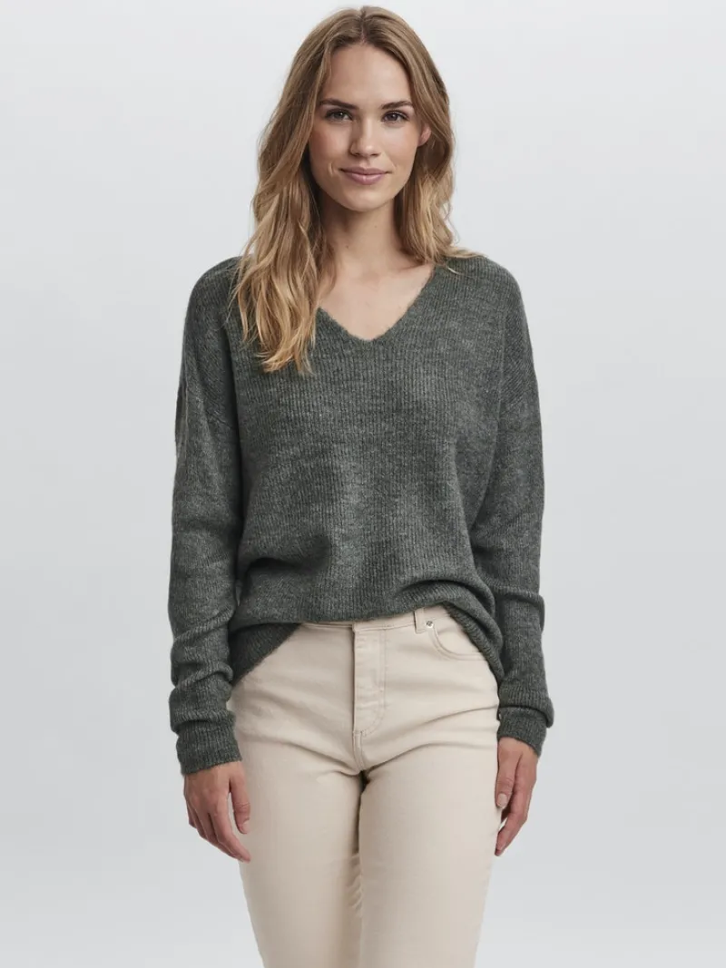 Vero Moda Pullover & Sweatshirts*VMCREWLEFILE LS V-NECK BLOUSE NOOS Balsam Green