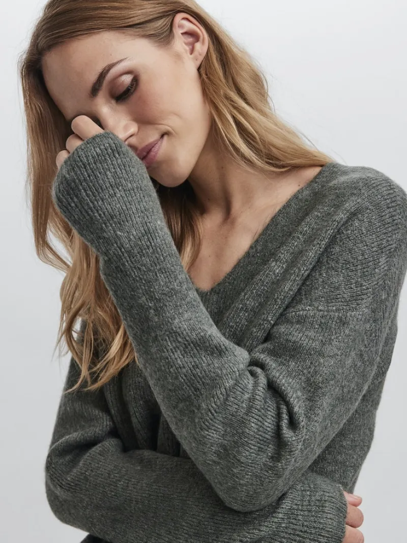 Vero Moda Pullover & Sweatshirts*VMCREWLEFILE LS V-NECK BLOUSE NOOS Balsam Green