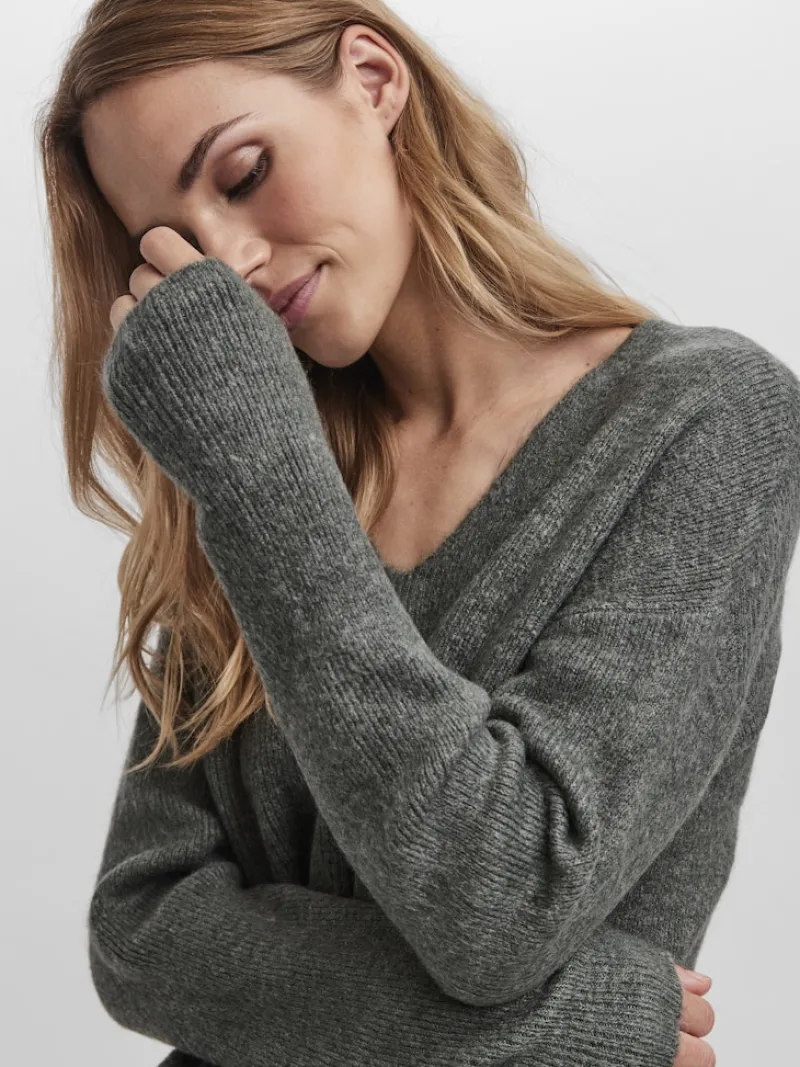 Vero Moda Pullover & Sweatshirts*VMCREWLEFILE LS V-NECK BLOUSE NOOS Balsam Green