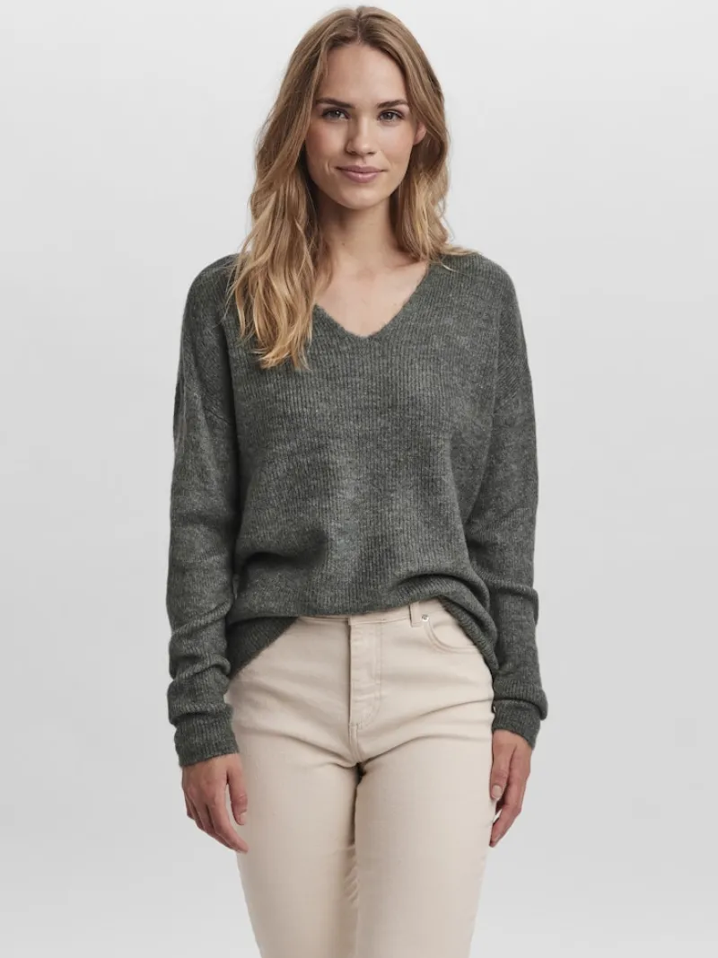 Vero Moda Pullover & Sweatshirts*VMCREWLEFILE LS V-NECK BLOUSE NOOS Balsam Green