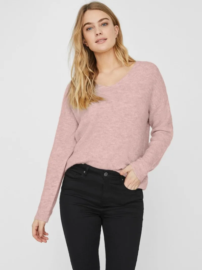 Vero Moda Pullover & Sweatshirts*VMCREWLEFILE LS V-NECK BLOUSE NOOS hellrosa2