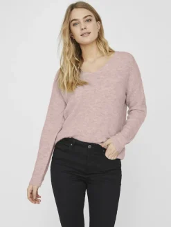 Vero Moda Pullover & Sweatshirts*VMCREWLEFILE LS V-NECK BLOUSE NOOS hellrosa2