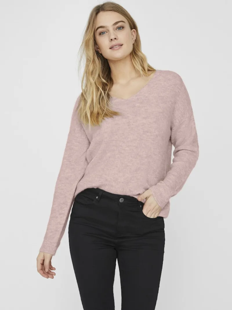 Vero Moda Pullover & Sweatshirts*VMCREWLEFILE LS V-NECK BLOUSE NOOS hellrosa2