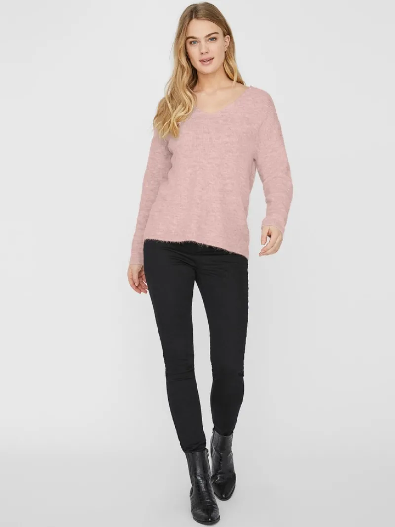 Vero Moda Pullover & Sweatshirts*VMCREWLEFILE LS V-NECK BLOUSE NOOS hellrosa2