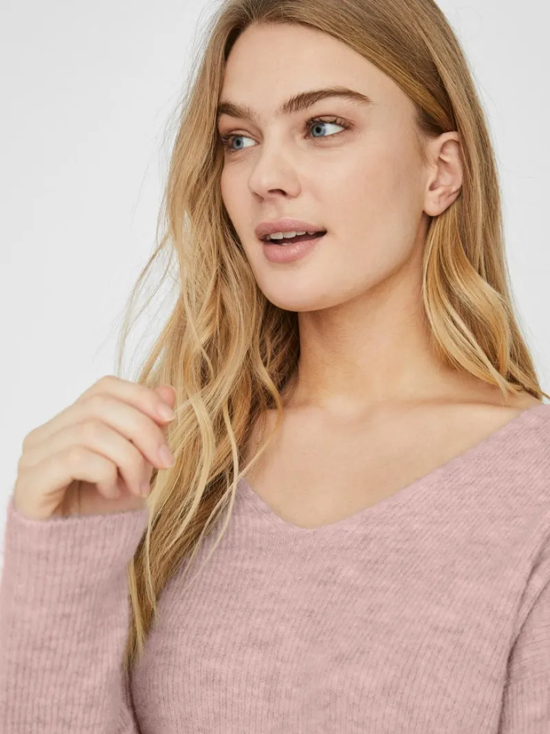 Vero Moda Pullover & Sweatshirts*VMCREWLEFILE LS V-NECK BLOUSE NOOS hellrosa2
