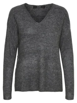 Vero Moda Pullover & Sweatshirts*VMCREWLEFILE LS V-NECK BLOUSE NOOS Medium Grey Melange