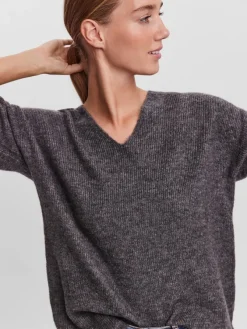 Vero Moda Pullover & Sweatshirts*VMCREWLEFILE LS V-NECK BLOUSE NOOS Medium Grey Melange