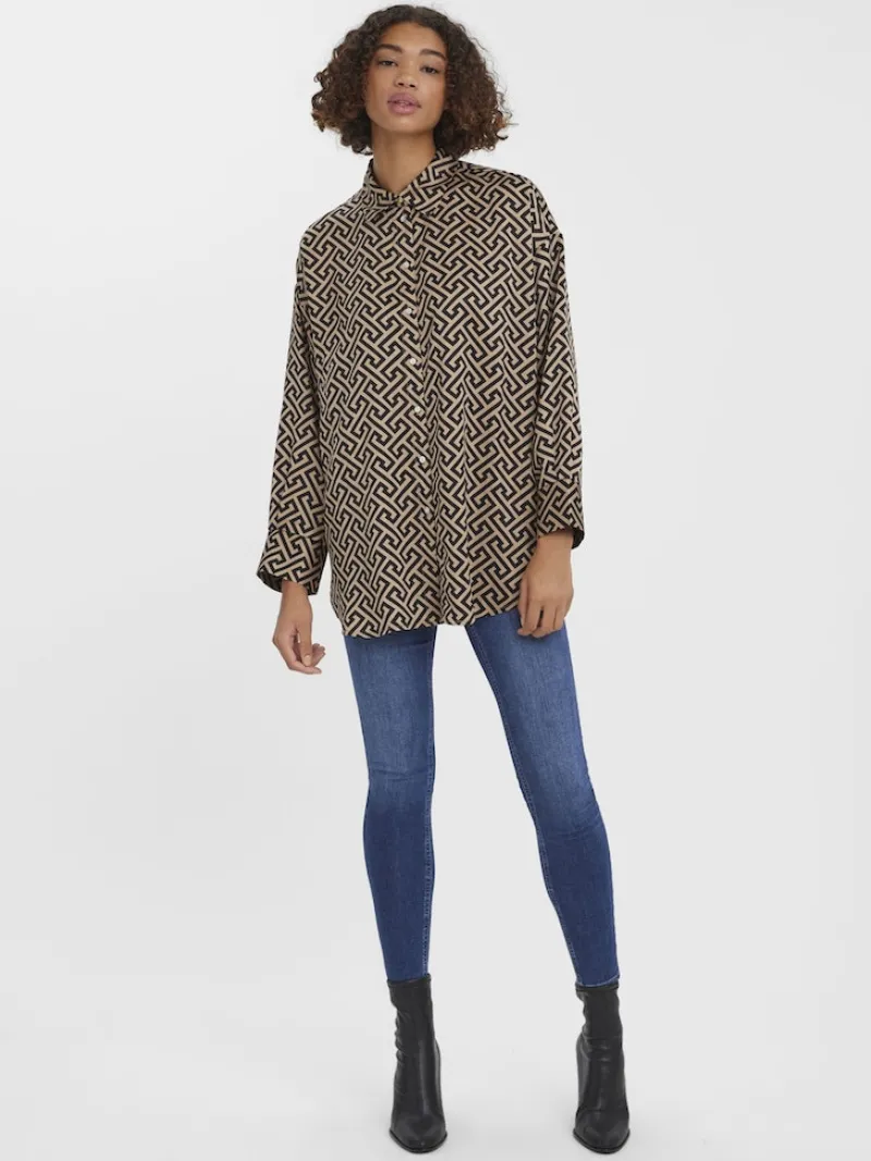 Vero Moda Blusen*VMDAISY DAS LS OVERSIZE SHIRT WVN Silver Mink
