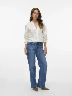 Vero Moda Blusen*VMDAISY LS DETAIL TOP WVN Cloud Dancer