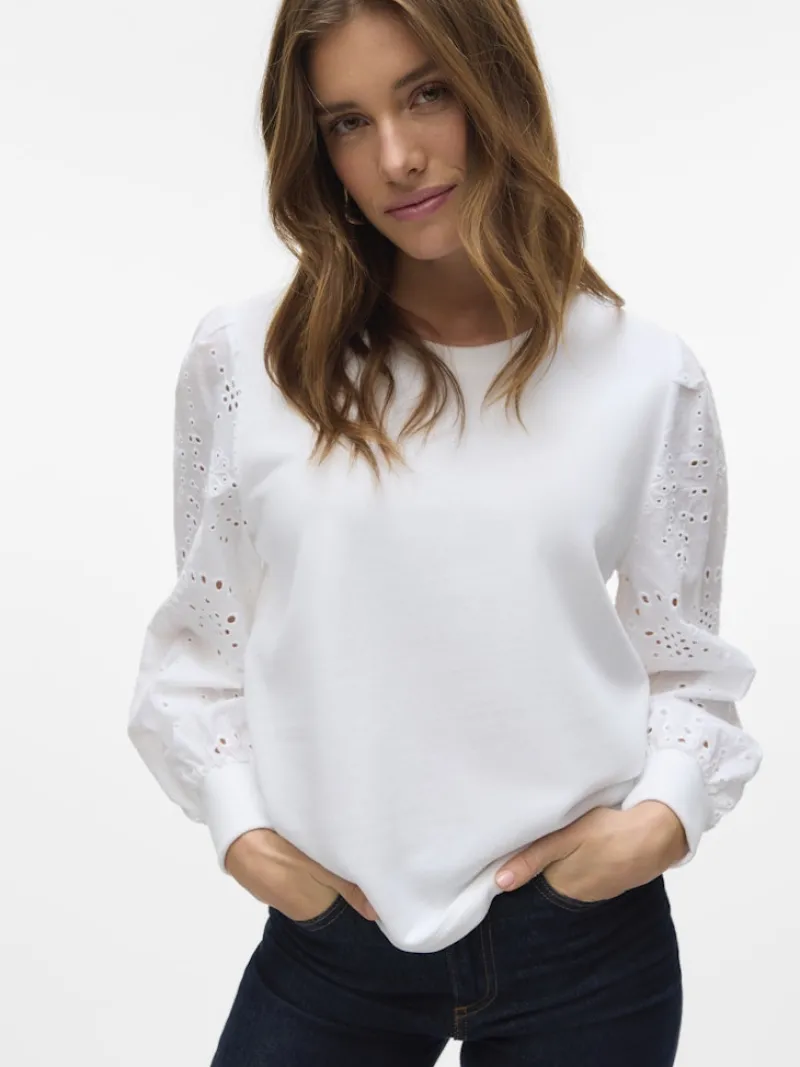 Vero Moda Pullover & Sweatshirts*VMDAMINE LS SWEAT BOX JRS Snow White