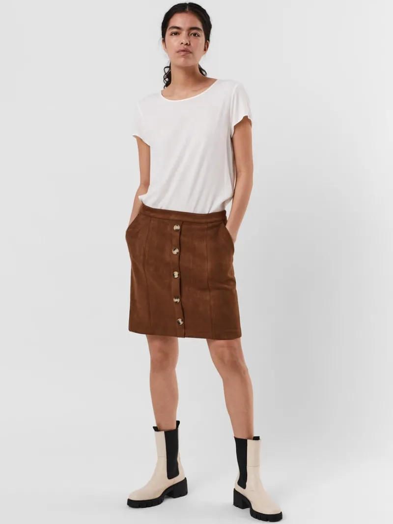 Vero Moda Röcke*VMDANA HW SHORT FAUX SUEDE SKIRT GA Cognac