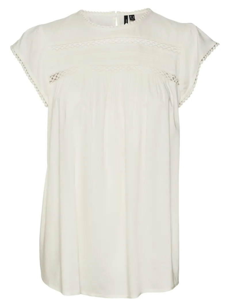 Vero Moda Blusen*VMDEBBIE PLEAT S/L TOP NOOS Snow White