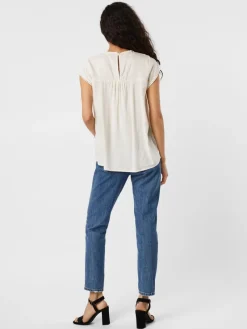 Vero Moda Blusen*VMDEBBIE PLEAT S/L TOP NOOS Snow White
