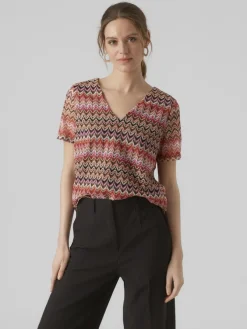 Vero Moda Shirts*VMDICTE SS V-NECK TOP JRS Bittersweet