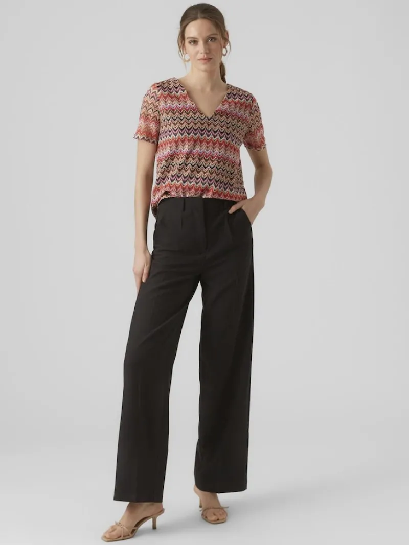 Vero Moda Shirts*VMDICTE SS V-NECK TOP JRS Bittersweet