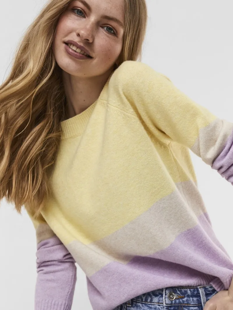 Vero Moda Pullover & Sweatshirts*VMDOFFY LS O-NECK BLOCK BLOUSE GA CL lemon meringue