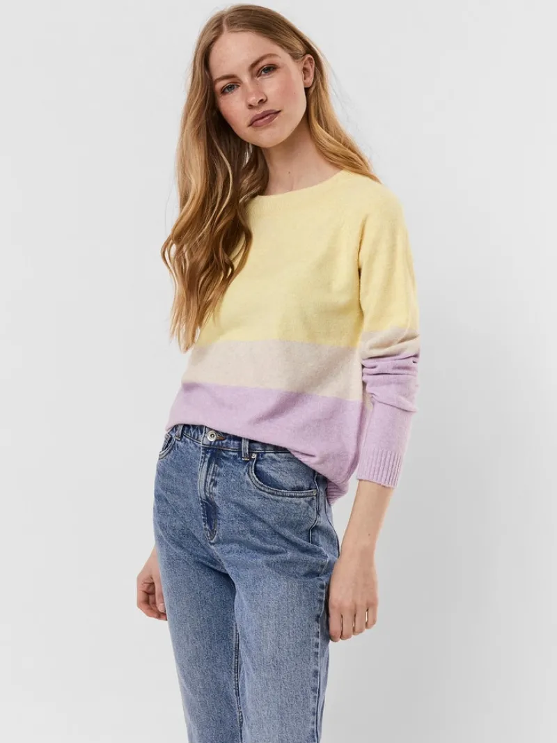 Vero Moda Pullover & Sweatshirts*VMDOFFY LS O-NECK BLOCK BLOUSE GA CL lemon meringue