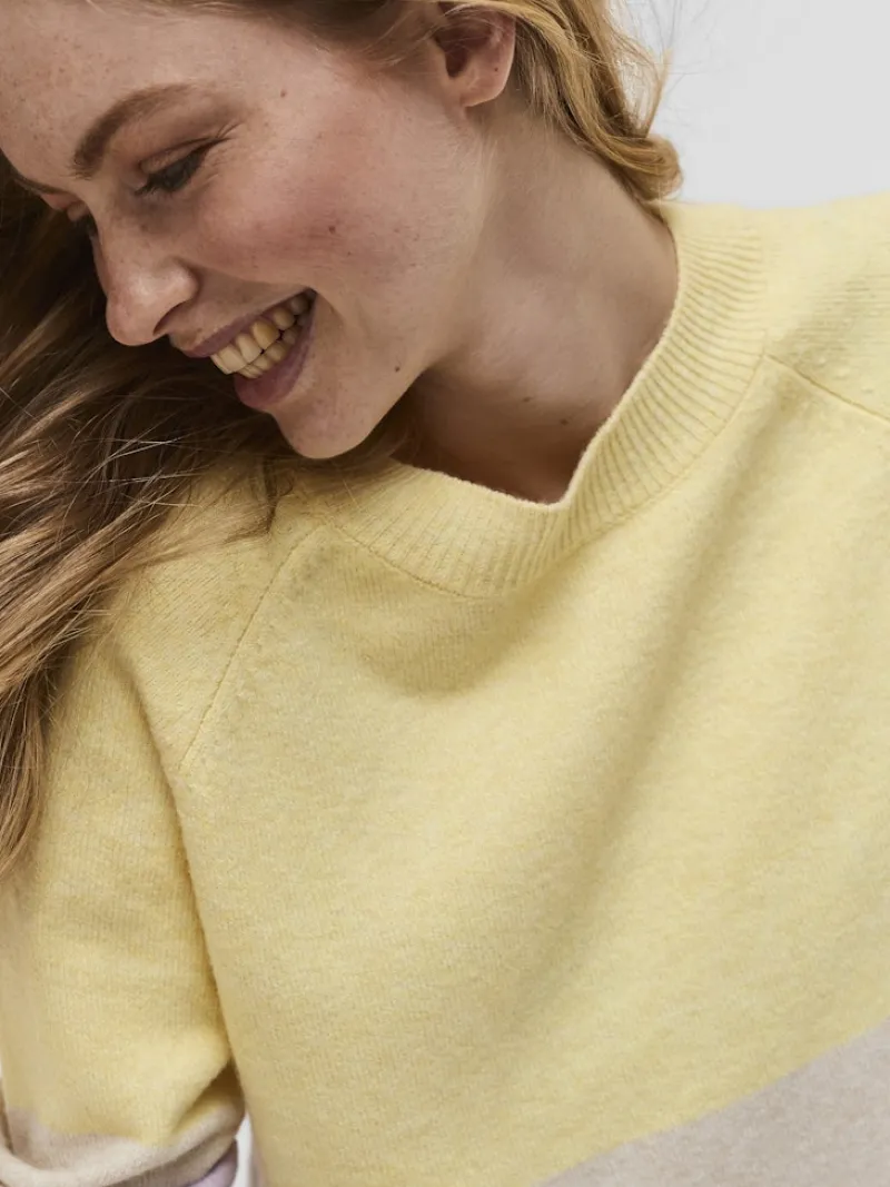 Vero Moda Pullover & Sweatshirts*VMDOFFY LS O-NECK BLOCK BLOUSE GA CL lemon meringue