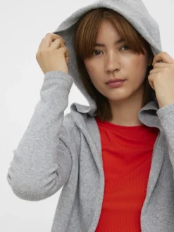 Vero Moda Pullover & Sweatshirts*VMDOFFY LS OPEN HOOD CARDIGAN GA NOOS Light Grey Melange