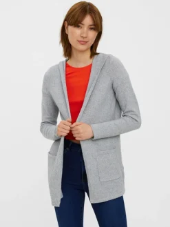 Vero Moda Pullover & Sweatshirts*VMDOFFY LS OPEN HOOD CARDIGAN GA NOOS Light Grey Melange