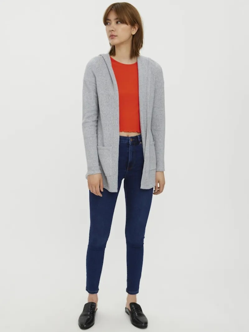 Vero Moda Pullover & Sweatshirts*VMDOFFY LS OPEN HOOD CARDIGAN GA NOOS Light Grey Melange