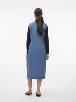 Vero Moda Kleider*VMEDEN SL CALF DNM VEST GU3205 Medium Blue Denim