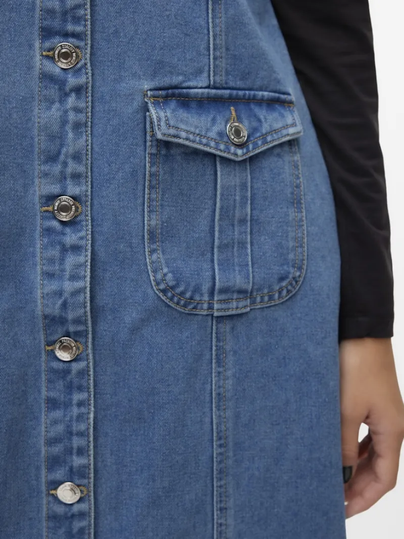 Vero Moda Kleider*VMEDEN SL CALF DNM VEST GU3205 Medium Blue Denim