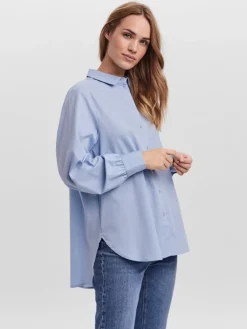 Vero Moda Blusen*VMELLA L/S BASIC SHIRT NOOS Cashmere Blue