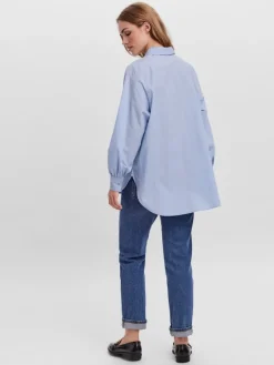 Vero Moda Blusen*VMELLA L/S BASIC SHIRT NOOS Cashmere Blue