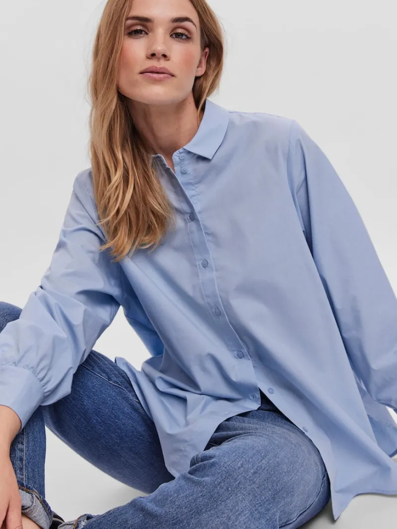 Vero Moda Blusen*VMELLA L/S BASIC SHIRT NOOS Cashmere Blue