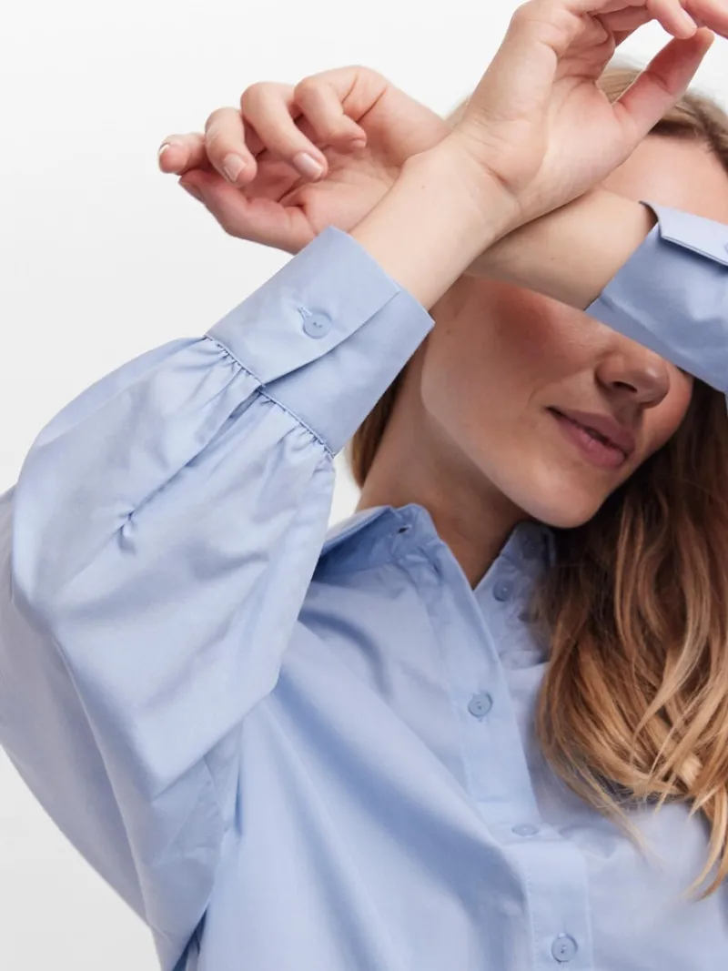 Vero Moda Blusen*VMELLA L/S BASIC SHIRT NOOS Cashmere Blue