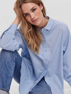 Vero Moda Blusen*VMELLA L/S BASIC SHIRT NOOS Cashmere Blue