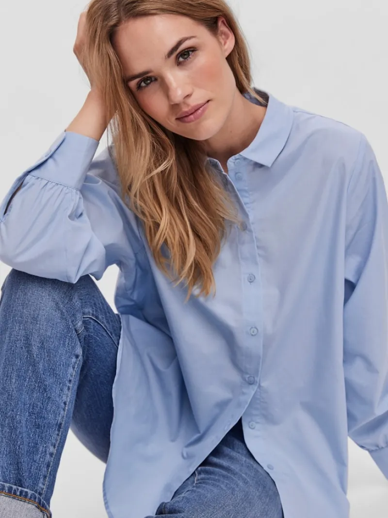 Vero Moda Blusen*VMELLA L/S BASIC SHIRT NOOS Cashmere Blue