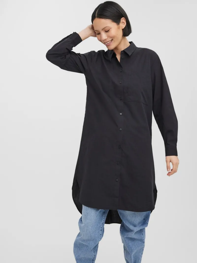 Vero Moda Blusen*VMELLA L/S LONG SHIRT NOOS Black
