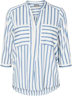 Vero Moda Blusen*VMERIKA STRIPE 3/4 SHIRT TOP WVNE10 snow white2