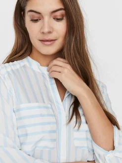 Vero Moda Blusen*VMERIKA STRIPE 3/4 SHIRT TOP WVNE10 snow white2