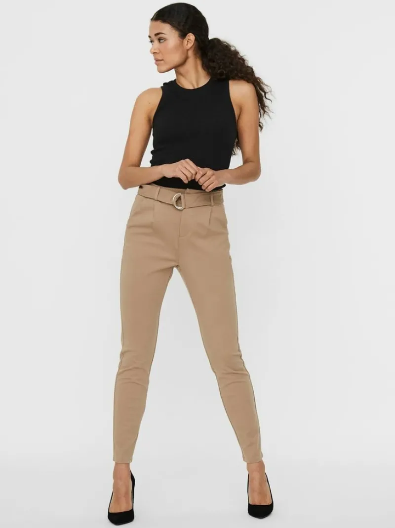 Vero Moda Hosen*VMEVA HR LOOSE BELT PANT GA COLOR Silver Mink