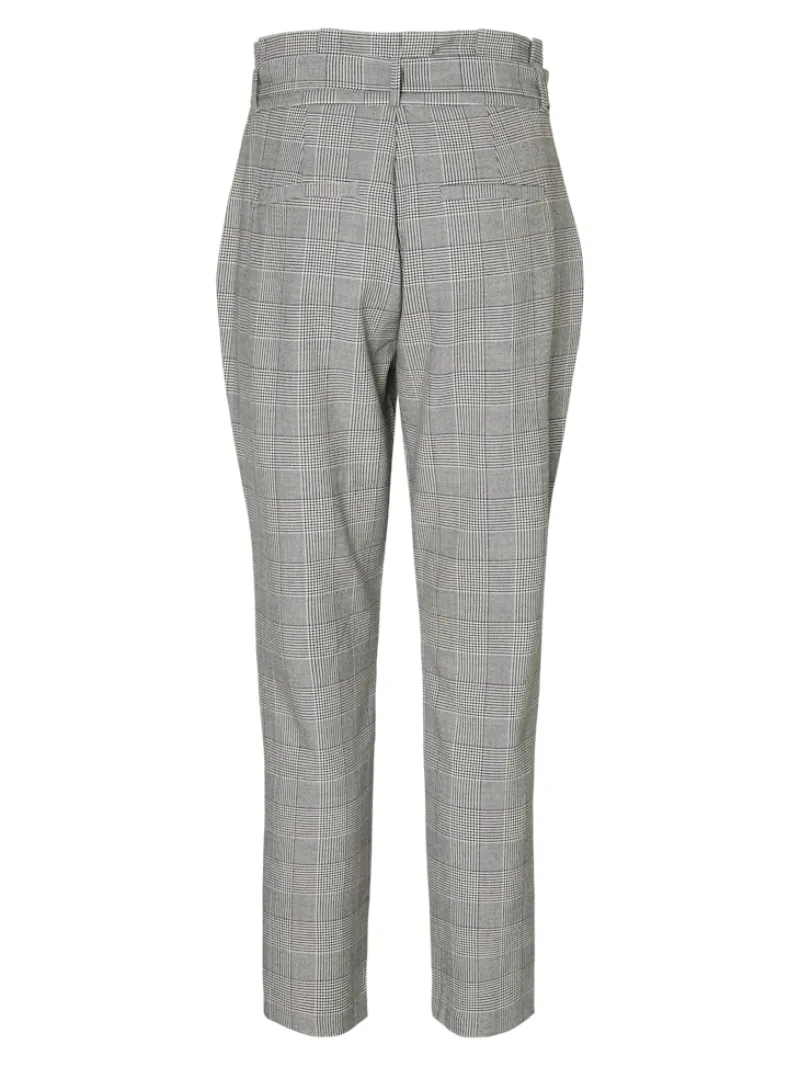 Vero Moda Hosen*VMEVA HR LOOSE PAPERBAG CHECK P GA NOOS grey