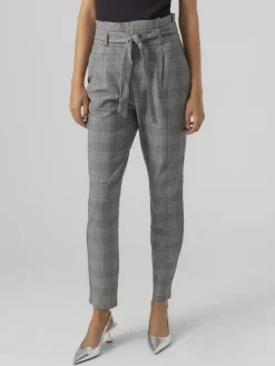 Vero Moda Hosen*VMEVA HR LOOSE PAPERBAG CHECK P GA NOOS grey